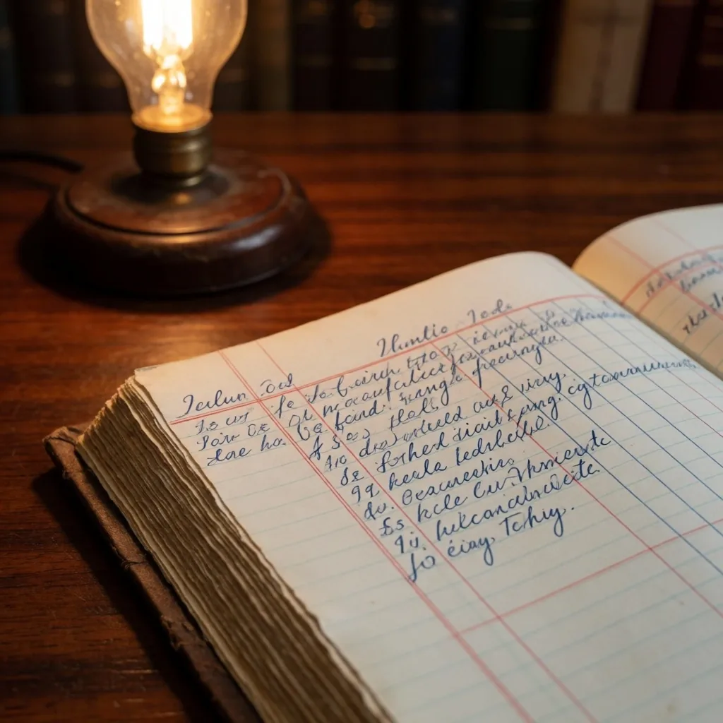 Libro contable de los años setenta con anotaciones manuscritas