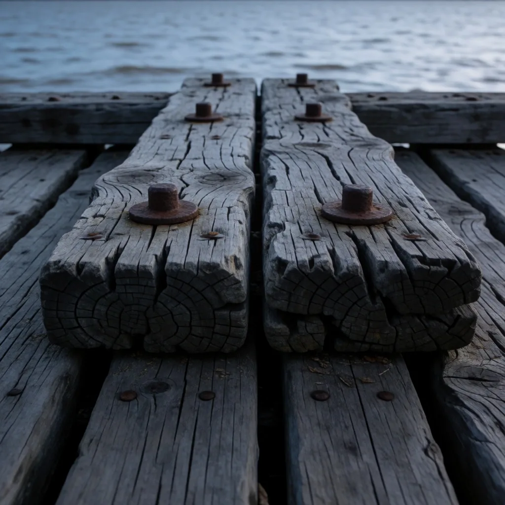 Muelle de madera junto al Río de la Plata al atardecer