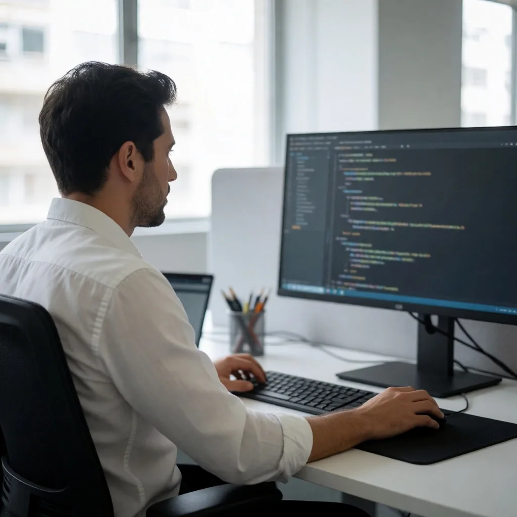 Trabajador en oficina de servicios de exportación